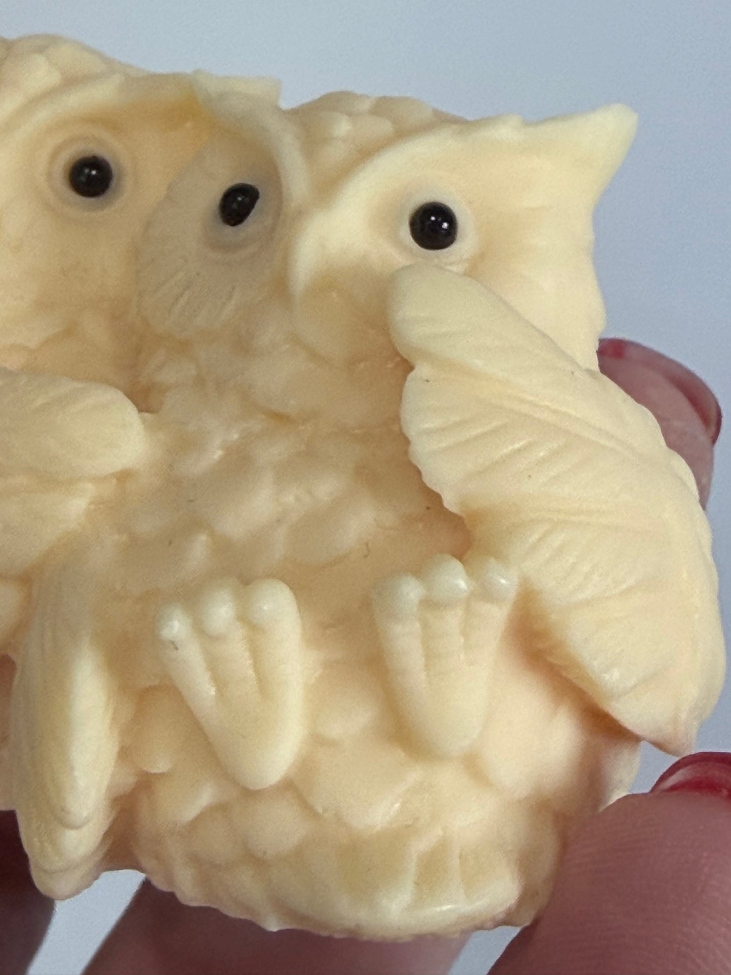 Ivory Nut Owl Couple Carving – 6.3cm