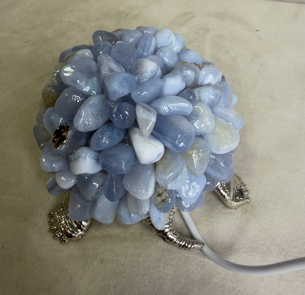Blue Lace Agate Turtle Colour Changing USB Lamp
