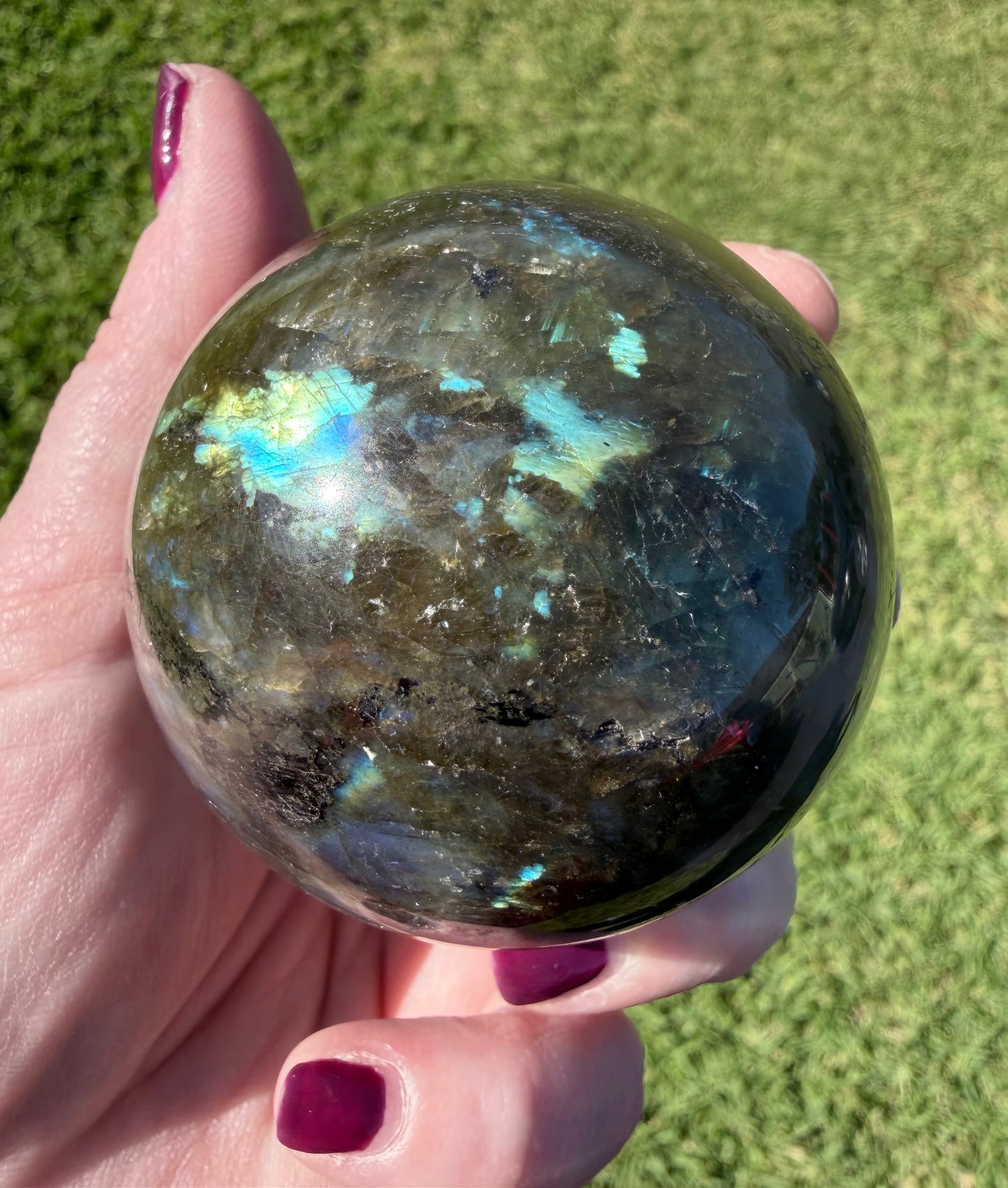 High Flash Labradorite Sphere 6.2cm