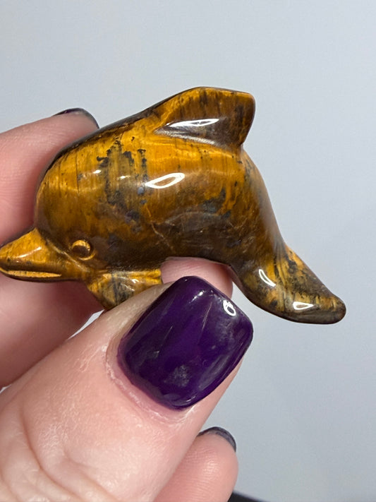 Tiger’s Eye Dolphin Carving