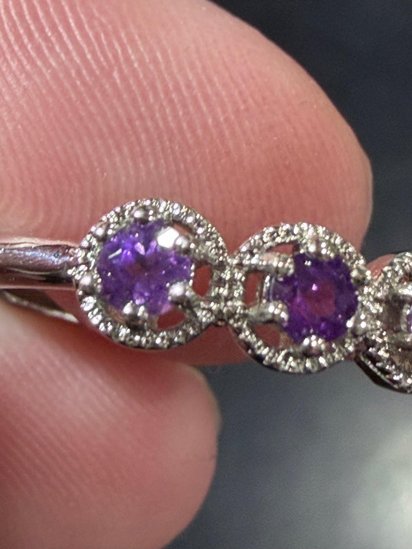 Adjustable Amethyst Four Stone Ring