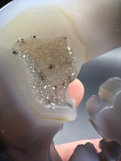 Agate Moon & Fairy with Druzy Cavern