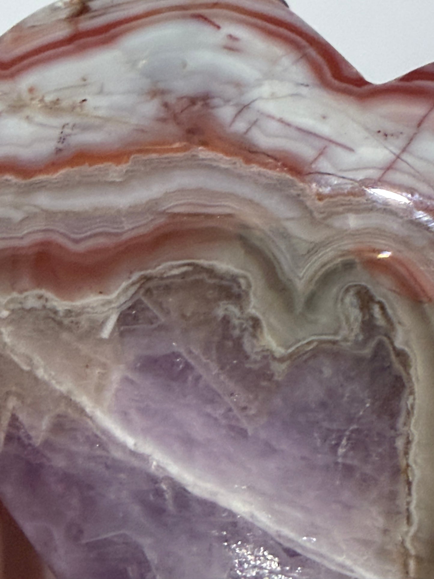 Amethyst & Agate Banded Heart – Free-Standing | 7.4 × 6.8 cm | 150 g B