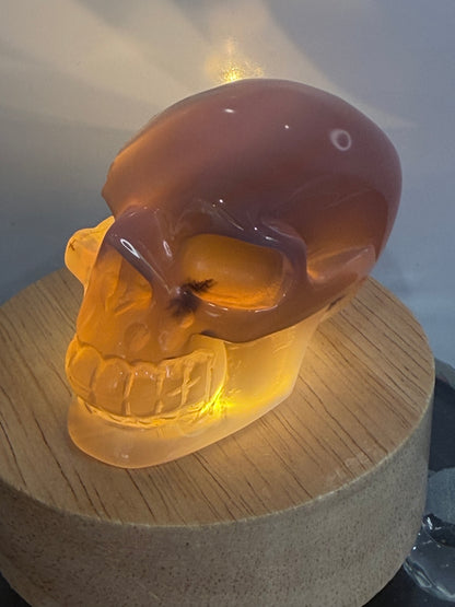 Agate Skull with Sugar Druzy Base – 6.8cm | 165g