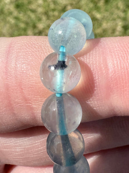High Quality Aquamarine with Tourmaline Inclusions Bracelet – 8mm - Crystal wonderland By Lisa