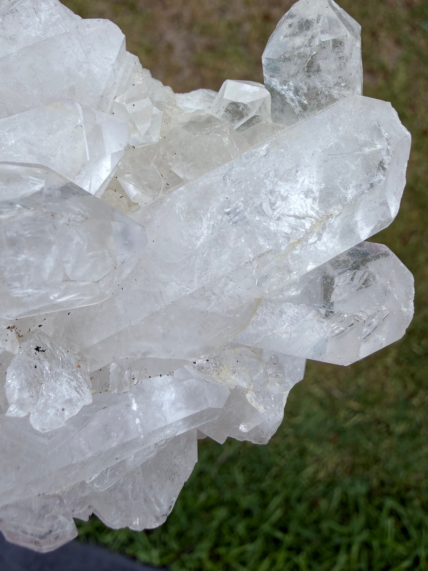Clear Quartz Cluster on Stand (Brazil) – 308g | 14 × 6cm