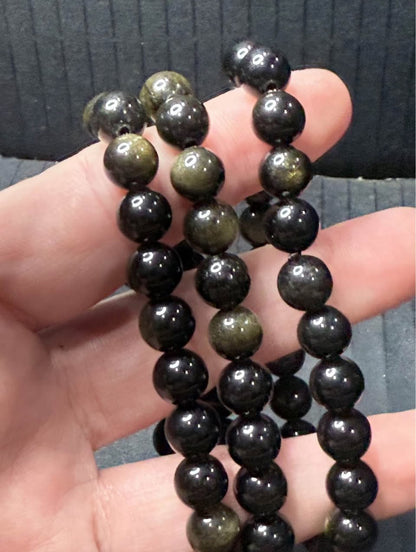 Gold Sheen Obsidian 8MM Bracelet