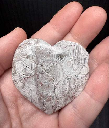 White Mexican Lace Agate Heart