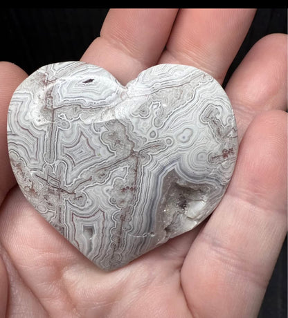 White Mexican Lace Agate Heart
