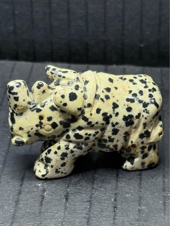 🦏🖤 Dalmatian Stone Rhinoceros Carving 🤍🐾