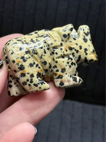 🦏🖤 Dalmatian Stone Rhinoceros Carving 🤍🐾