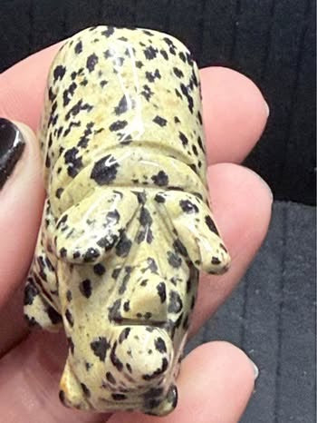 🦏🖤 Dalmatian Stone Rhinoceros Carving 🤍🐾