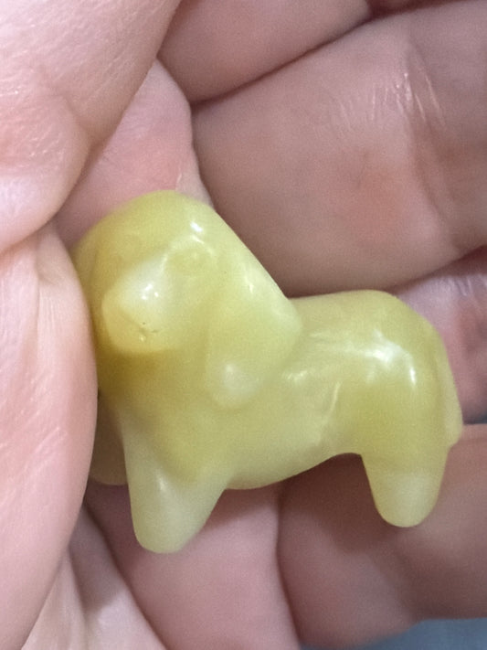 Cute Mini Dachshund Crystal Carving – 4cm (Yellow Jade)