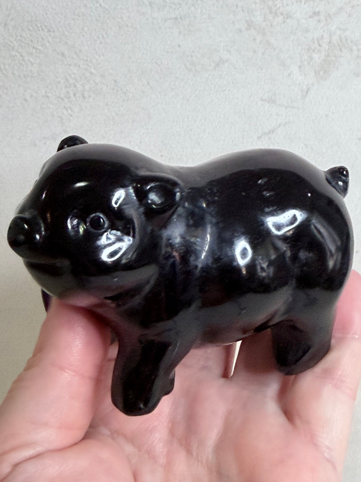 Black Obsidian Pig Carving – 9.5 cm