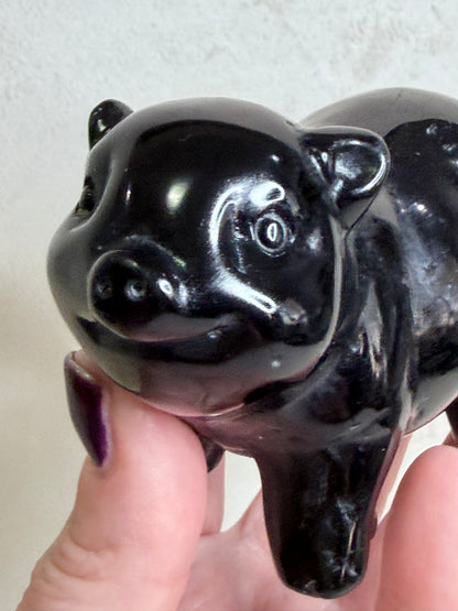 Black Obsidian Pig Carving – 9.5 cm