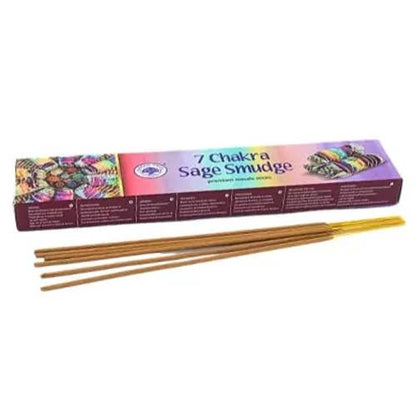 7 Chakra Sage Smudge Incense 15gms Sticks Green Tree