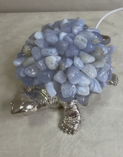 Blue Lace Agate Turtle Colour Changing USB Lamp