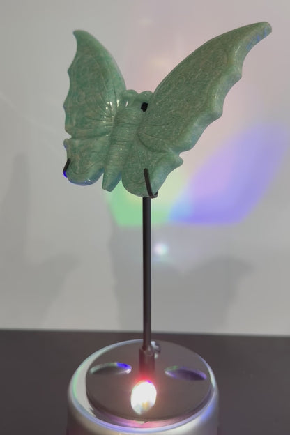 Amazonite Butterfly Carving on Stand – 20cm