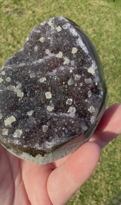 Red Amethyst with Calcite Cubes
