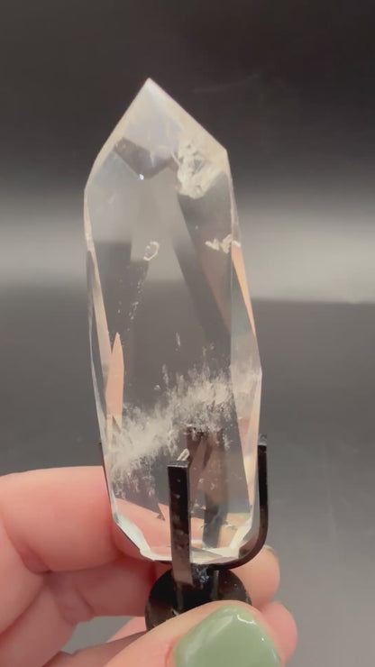 Clear Quartz Polyhedron on Rotating Stand