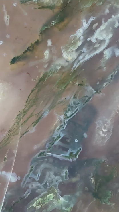 Moss Agate Slab on Stand