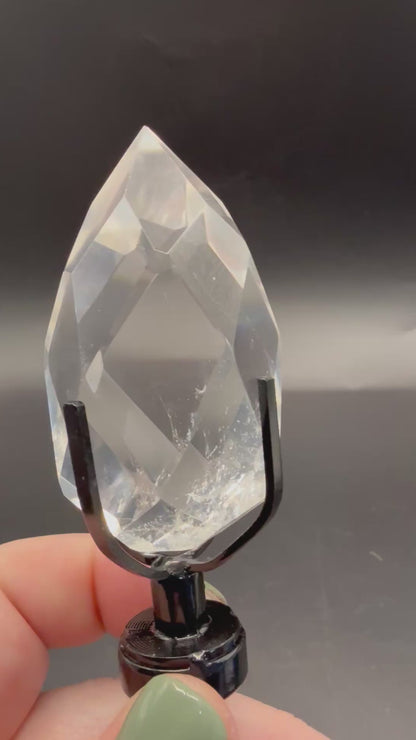 Clear Quartz Polyhedron on Rotating Stand