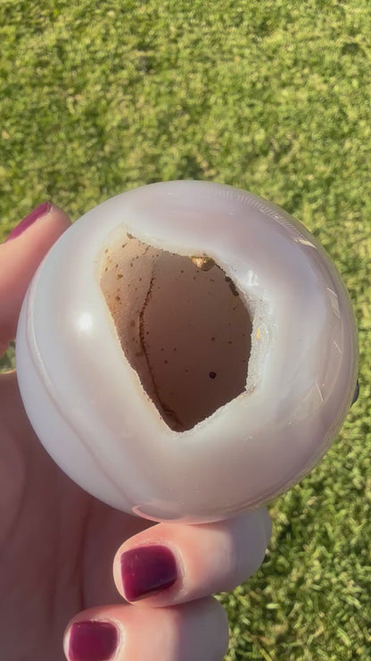 Pink Banded Agate Druzy Sphere