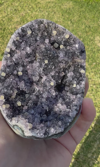 Black Amethyst with Calcite Cubes