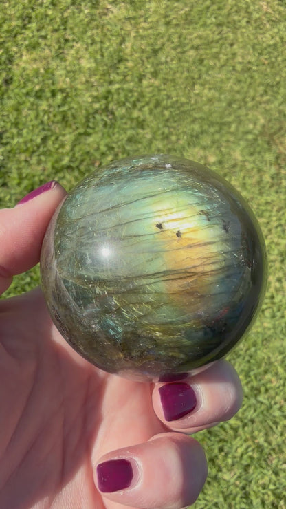 High Flash Labradorite Sphere 6.2cm