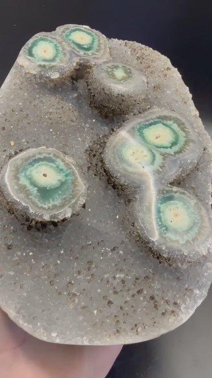 Rare Solar Green Amethyst Quartz on Stand